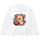 moka_mattarliのLINEスタンプ風の猫01 ビッグシルエットロングスリーブTシャツ