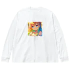 終わらない夢🌈の優しく微笑む少女💞 ビッグシルエットロングスリーブTシャツ