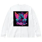 momonekokoのネオンカラーの魔女と骸骨 Big Long Sleeve T-Shirt