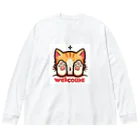 kk-welcomeの肉球で目隠し猫ちゃん ビッグシルエットロングスリーブTシャツ