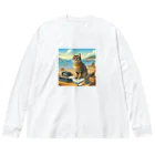 peace2024の海辺の仕事猫 Big Long Sleeve T-Shirt