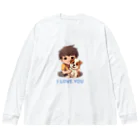 AwagoModeのI LOVE YOU(Dog&Boy) (39) ビッグシルエットロングスリーブTシャツ