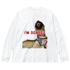 毛玉のおうちチャリティーグッズ販売suzuri部のI'M SCARED. ビッグシルエットロングスリーブTシャツ