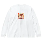 yukatagirlsの縁日で、浴衣でニッコリ ビッグシルエットロングスリーブTシャツ