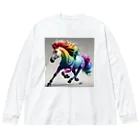 batabataのレインボーアニマル馬 Big Long Sleeve T-Shirt