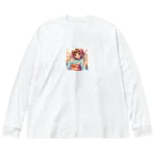 yukatagirlsの元気いっぱいの浴衣姿の女子高生 ビッグシルエットロングスリーブTシャツ