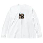 もふもふ日本史のねこ　出陣 Big Long Sleeve T-Shirt