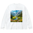 130Saitohの山間の風景 ビッグシルエットロングスリーブTシャツ