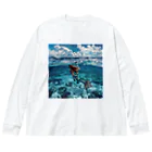 AQUAMETAVERSEのモルジブの大海原で人魚が泳いでいますsanae2074 ビッグシルエットロングスリーブTシャツ