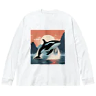 はちみつあめの夕日のシャチ Big Long Sleeve T-Shirt