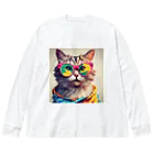 てんとくろ助のぱりぴねこ ビッグシルエットロングスリーブTシャツ