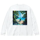 AQUAMETAVERSEのプライベートビーチでバカンス　Tomoe bb 2712 ビッグシルエットロングスリーブTシャツ