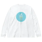 marinaのソフトクリーム（neon mint circle） ビッグシルエットロングスリーブTシャツ