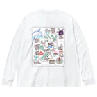 あべのぼうけんの地図(白) ビッグシルエットロングスリーブTシャツ