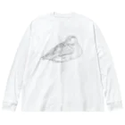 Lily bird（リリーバード）のおねんねクビワコガモ 線画 Big Long Sleeve T-Shirt