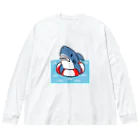 サメ わりとおもいのうきわでうかぶサメ Big Long Sleeve T-Shirt