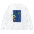 檸檬飴の雨の日のアカメアマガエルとクレステッドゲッコー(ホワイト) Big Long Sleeve T-Shirt