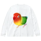 まめるりはことりのボタンインコ　おすましルリゴシボタンインコ【まめるりはことり】 ビッグシルエットロングスリーブTシャツ