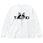 狸の遠吠えのシルエットTANUKI（黒） Big Long Sleeve T-Shirt