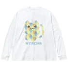 NYACHA&BOOCHAのさんかくガラガラにゃーちゃ、 ビッグシルエットロングスリーブTシャツ