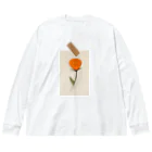 コナテオニのテープで貼られたオレンジの薔薇 ビッグシルエットロングスリーブTシャツ