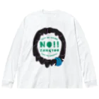 SANKAKU DESIGN STOREのNO！残業！定時で帰るモンスター。 濃/裏 ビッグシルエットロングスリーブTシャツ