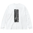 Ovalandの黒アート・塗装ひび割れ抽象画 ビッグシルエットロングスリーブTシャツ