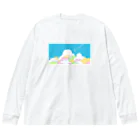 のぐちさきの入道雲とひこうき雲 ビッグシルエットロングスリーブTシャツ