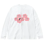 さかたようこ / サメ画家の花とサメ / ヨコ ビッグシルエットロングスリーブTシャツ