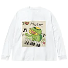 KIYOKA88WONDERLANDのピアノかっぱくん Piano Kappa-kun ビッグシルエットロングスリーブTシャツ