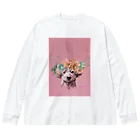 🤎C.S.K🤎のフラワーアートなトイプー🐩🌸 ビッグシルエットロングスリーブTシャツ