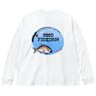 猫と釣り人のカンパチ_1_C Big Long Sleeve T-Shirt