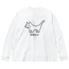 サメ わりとおもいのわりとゆるい線だけのねこ ビッグシルエットロングスリーブTシャツ