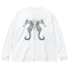 SumiReのタツノオトシゴ　白 Big Long Sleeve T-Shirt