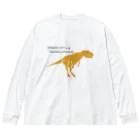 NIKORASU GOの恐竜ティラノサウルスTシャツ「鬼さんこちら手のなるほうへ」 Big Long Sleeve T-Shirt