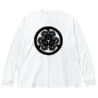 『NG （Niche・Gate）』ニッチゲート-- IN SUZURIの動物家紋。H.T.（三つ葉葵ハシビロコウ）黒 Big Long Sleeve T-Shirt