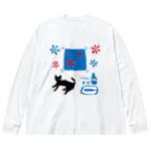 SOKICHISAITOの猫と座布団とお銚子とお猪口 Big Long Sleeve T-Shirt