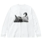 ほのかすまいる🐱歌×猫のほのけんグッズ2020!(白黒) ビッグシルエットロングスリーブTシャツ