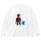 リーゼントと青い猫のBUDDY Big Long Sleeve T-Shirt