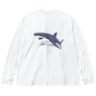 さかたようこ / サメ画家の線を重ねて立体感を出したサメ ビッグシルエットロングスリーブTシャツ