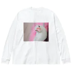 文鳥生活のてのひら文鳥もんちゃん ビッグシルエットロングスリーブTシャツ