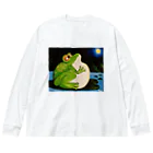 FUNAMIKI ARTの月光浴カエル ビッグシルエットロングスリーブTシャツ