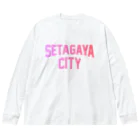 JIMOTO Wear Local Japanの世田谷区 SETAGAYA CITY ロゴピンク ビッグシルエットロングスリーブTシャツ