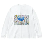 まなかの幸せの青い鳥 ビッグシルエットロングスリーブTシャツ