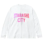 JIMOTO Wear Local Japanの板橋区 ITABASHI CITY ロゴピンク ビッグシルエットロングスリーブTシャツ