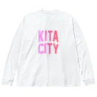 JIMOTO Wear Local Japanの北区 KITA CITY ロゴピンク ビッグシルエットロングスリーブTシャツ