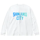 JIMOTOE Wear Local Japanの新宿区 SHINJUKU CITY ロゴブルー Big Long Sleeve T-Shirt