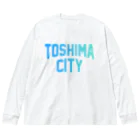 JIMOTO Wear Local Japanの豊島区 TOSHIMA CITY ロゴブルー ビッグシルエットロングスリーブTシャツ