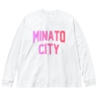 JIMOTO Wear Local Japanの港区 MINATO CITY ロゴピンク Big Long Sleeve T-Shirt