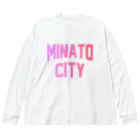 JIMOTO Wear Local Japanの港区 MINATO CITY ロゴピンク ビッグシルエットロングスリーブTシャツ